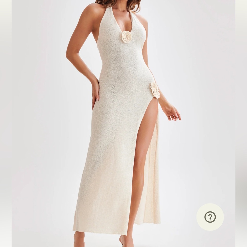 Meshki Cream Halter Maxi Dress